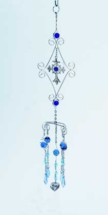 35380 Metal Wind Chime with Beads and Cross