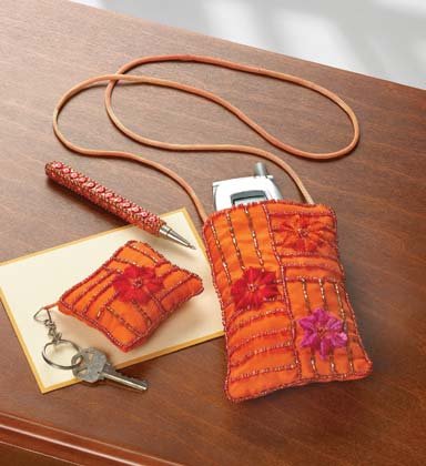 35536 Embroidered Cell Phone Bag Set