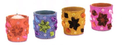 35541 4 Piece Flowers Votive Holders