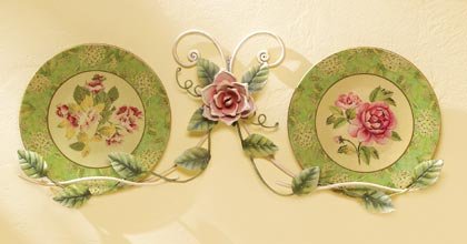 35628 Floral Plates with Metal Rack