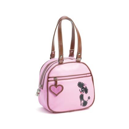 36860 Poodle Pink Brown Bowler Bag