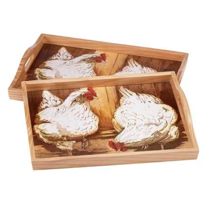 35061 Hen-themed Serving Trays