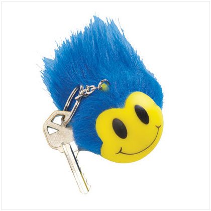 36734 Blue Wild Smiley Face Keyring