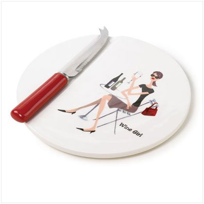 36564 Wine Girl Cheese Knife and Board