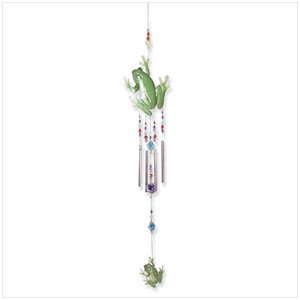 33152 Painted Metal Frog Wind Chime