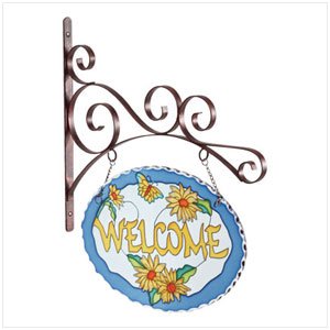 35125 Glass Floral-themed Welcome Sign