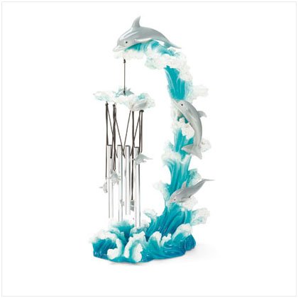 37077 Dolphin on Wave Wind Chime