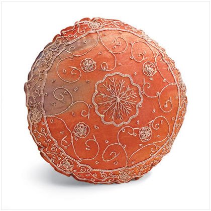 34117 Round Satin Embroidered Pillow