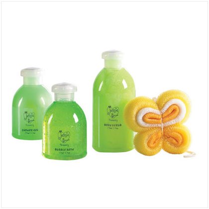 36409 Green Apple Bath Wood Tray Set