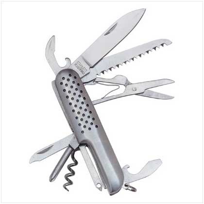 34244 4 Stainless Steel 10-Function Pocketknife (Retail - 5.95ea)