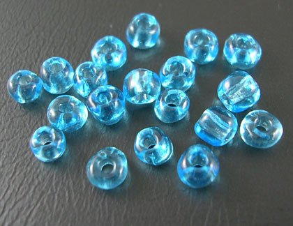 6/0 Glass Seed Beads- Trans. Aqua Blue- 1oz