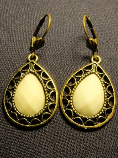 Bronze Toned Faux Vintage Teardrop Earrings