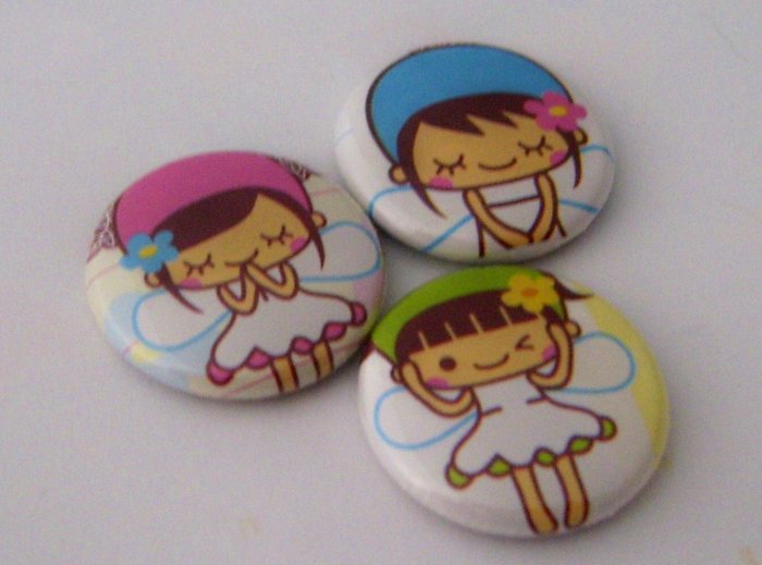 Kawaii Fairies, japanese pinback badge set