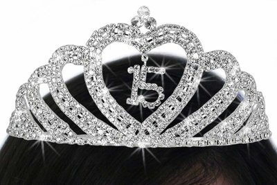 QUINCEAÑERA 15" HEART WAVE TIARA - Very brilliant and sparkly