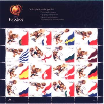 Soccer Stamps Euro 2004 Portugal Football Teams Flags Mnh