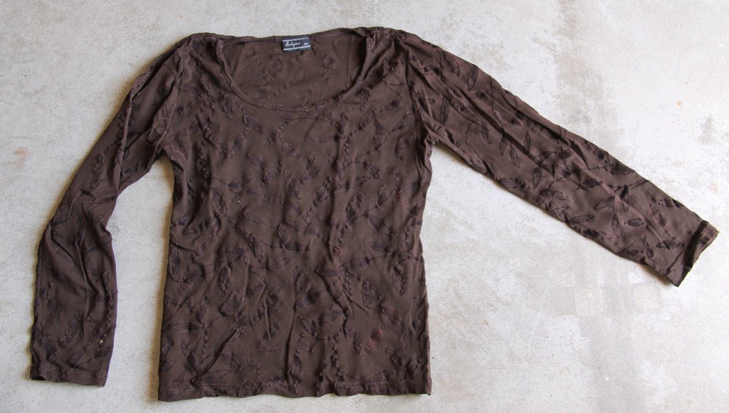HONIGMAN Brown Long Sleeves embroidered Shirt Blouse tank top Блузка Camicetta Sz 40