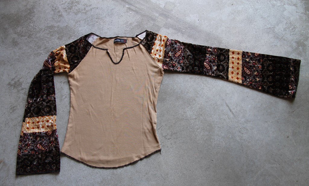 BERSHKA Sexy Brown Long Wide Sleeves Shirt Blouse tank top Блузка Camicetta Sz M