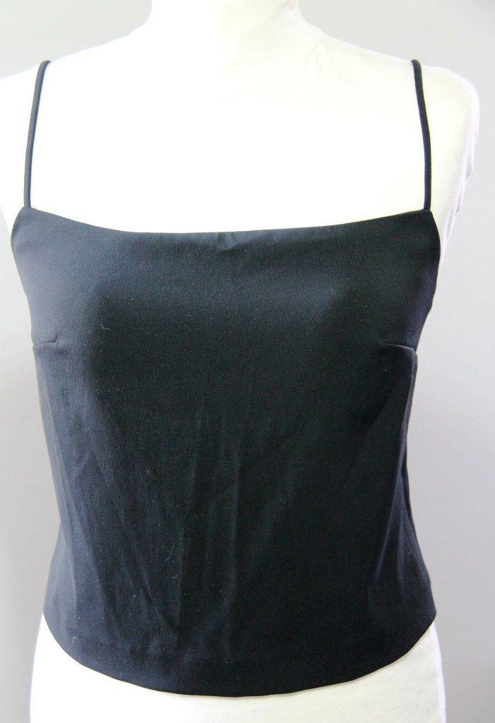MANGO Black Sexy Open Back Camisole Spagetti Straps Singlet Canotta tank top Sz S
