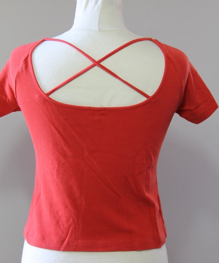 CASSIDI Red Shirt Square Neck Cross Back Canotta tank top Sz 2