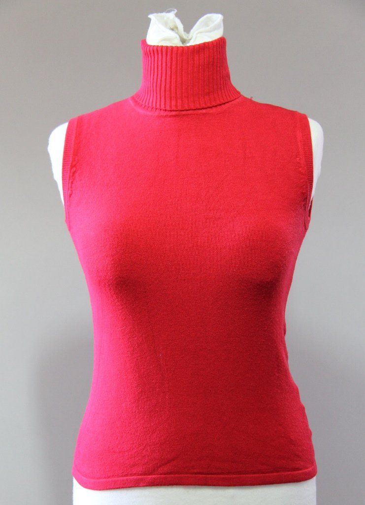 Red Turtlneck knit Sleeveless Shirt Canotta tank top Sz S