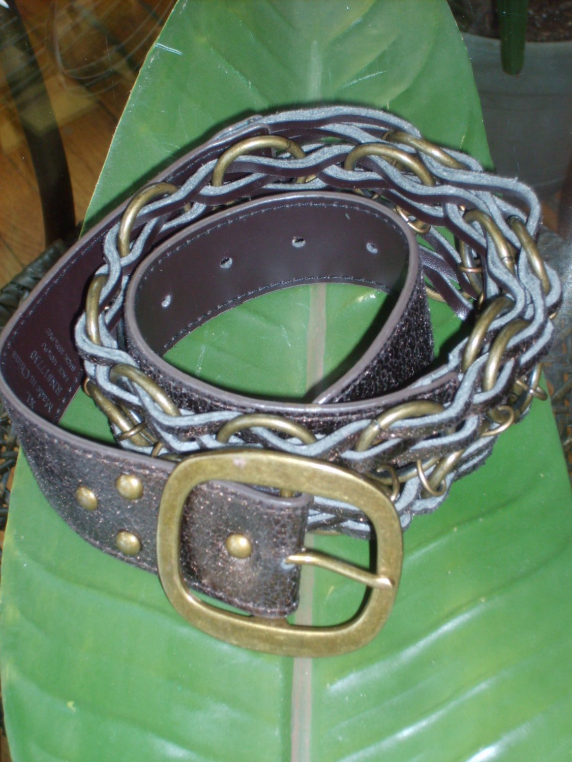 Brown Metallic & Chain Link Belt Size XL*