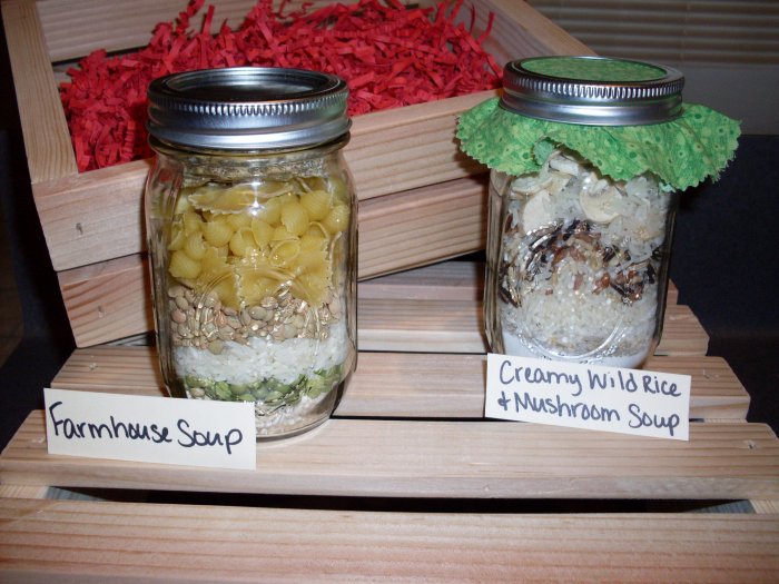 Farmhouse and Creamy Wild Rice & Mushroom Soup Mixes in Wooden Crate (2 soups)