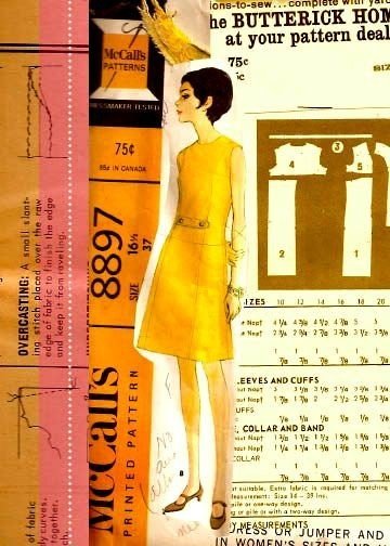 Vintage dress and pattern collage print 8x10 matted