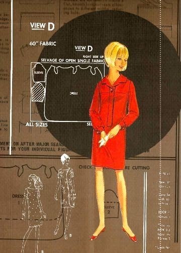 Lady in Red vintage dress and pattern collage print matted 8x10
