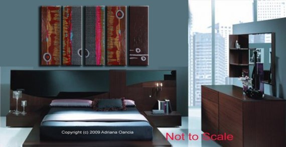 HUGE ORIGINAL ABSTRACT PAINTING ART DECO BY KIM BOSCO
