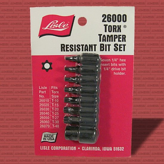 Lisle 26000 Torx Tamper Resistant Bit 8 Piece Set
