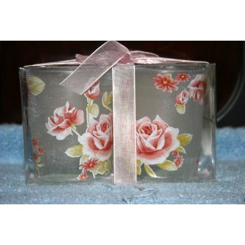 Tea Light Votive Candle Holder Roses 2 Pack Boxed