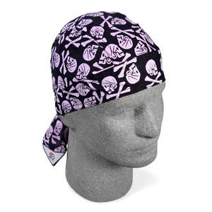 ZAN FLYDANNA HEAD WRAP/DOO RAG/SKULLCAP SKULL PINK