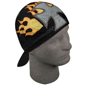 ZAN VENTED SPORT FLYDANNA/HEAD WRAP/DOO RAG CROSS/FLAME