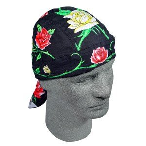 ZAN ROAD HOG BIKER HEAD WRAP/DOO RAG "TWISTED ROSES"