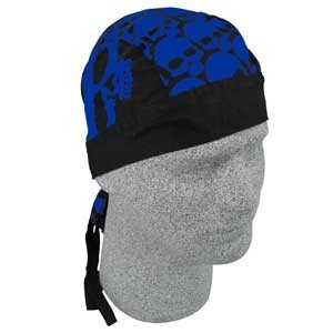 ZAN FLYDANNA HEAD WRAP/DOO RAG/SKULLCAP BLUE SKULLS