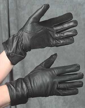 LADIES' BLACK LEATHER MOTORCYCLE/RIDING GLOVES