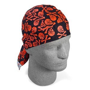 ZAN FLYDANNA HEAD WRAP/DOO RAG/SKULLCAP SKULL RED