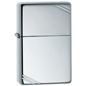 ZIPPO POLISHED CHROME/VINTAGE STYLE W/SLASHES LIGHTER