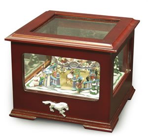 Crosley Carousel music box Novelty Holiday style box Glass top lid