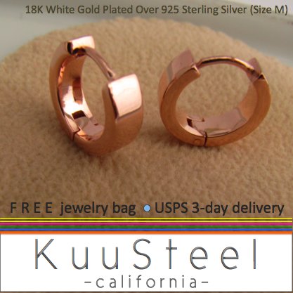 Sterling Silver Hoop Earrings-18K Rose Gold Plated-Mens Earrings Hoop-Medium (#E150SR)