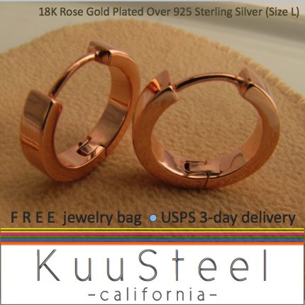 Rose gold hoop earrings for guys, mens hoop earrings, large hoop earrings, ECE190SR