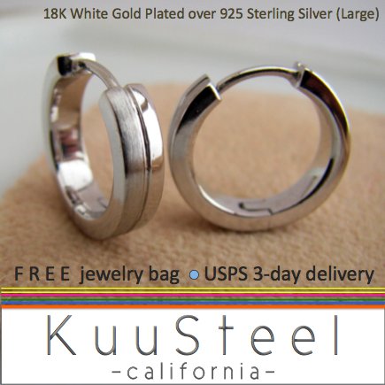 Men's large sterling silver hoop earrings, E191MW