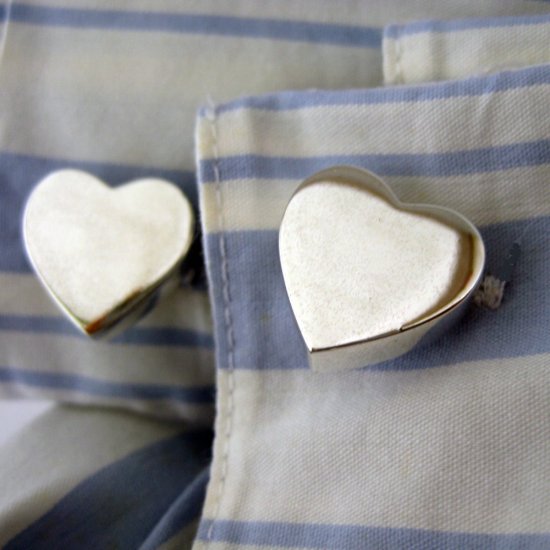 Sterling silver heart shaped cufflinks, 730B