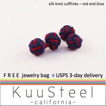 Celtic Silk Knot Cufflinks Red & Blue â For Men Women Groomsmen (#721C)