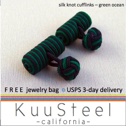 Celtic Silk Knot Cufflinks Blue & Green â For Men Women Groomsmen (#721D)