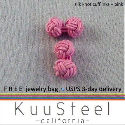 SIlk knot cufflinks, pink cufflinks, 721F