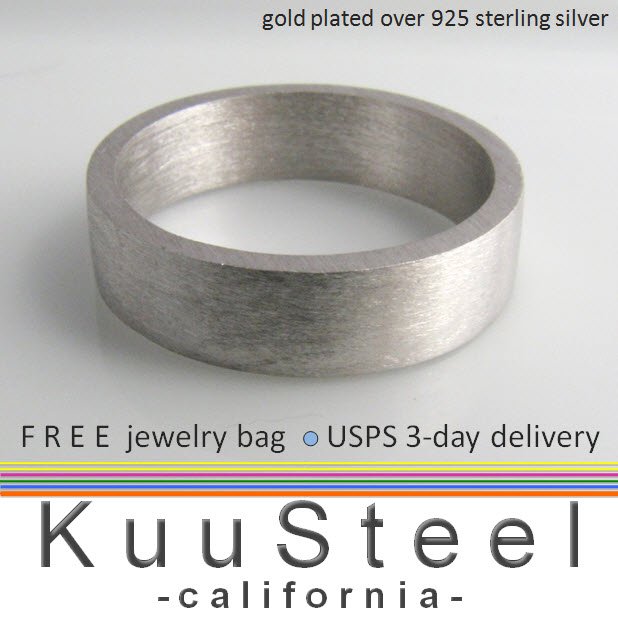 Men's sterling silver wedding band, 6mm wide silver brushed ring, matte finish