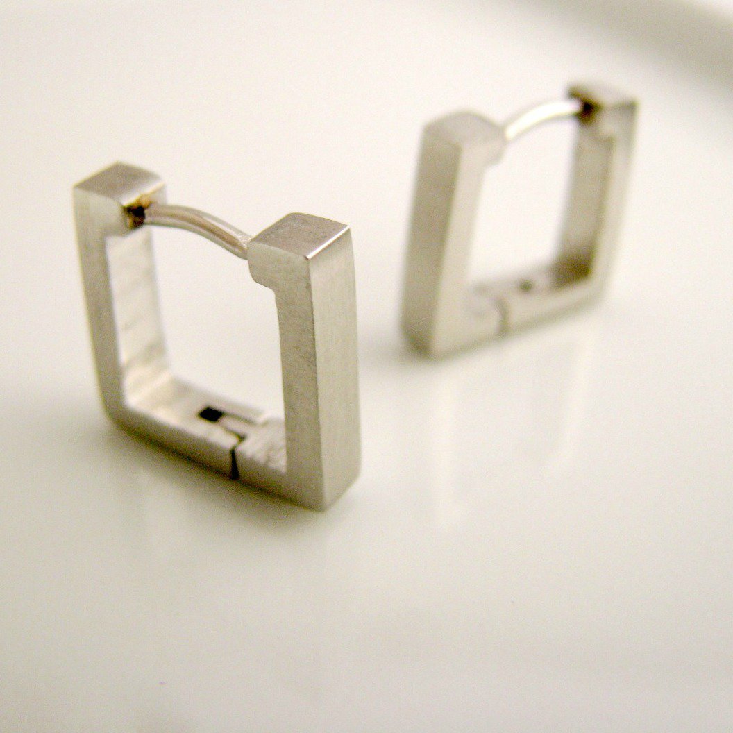 Mens square hoop earrings in medium made from high quality stainless steel, 210