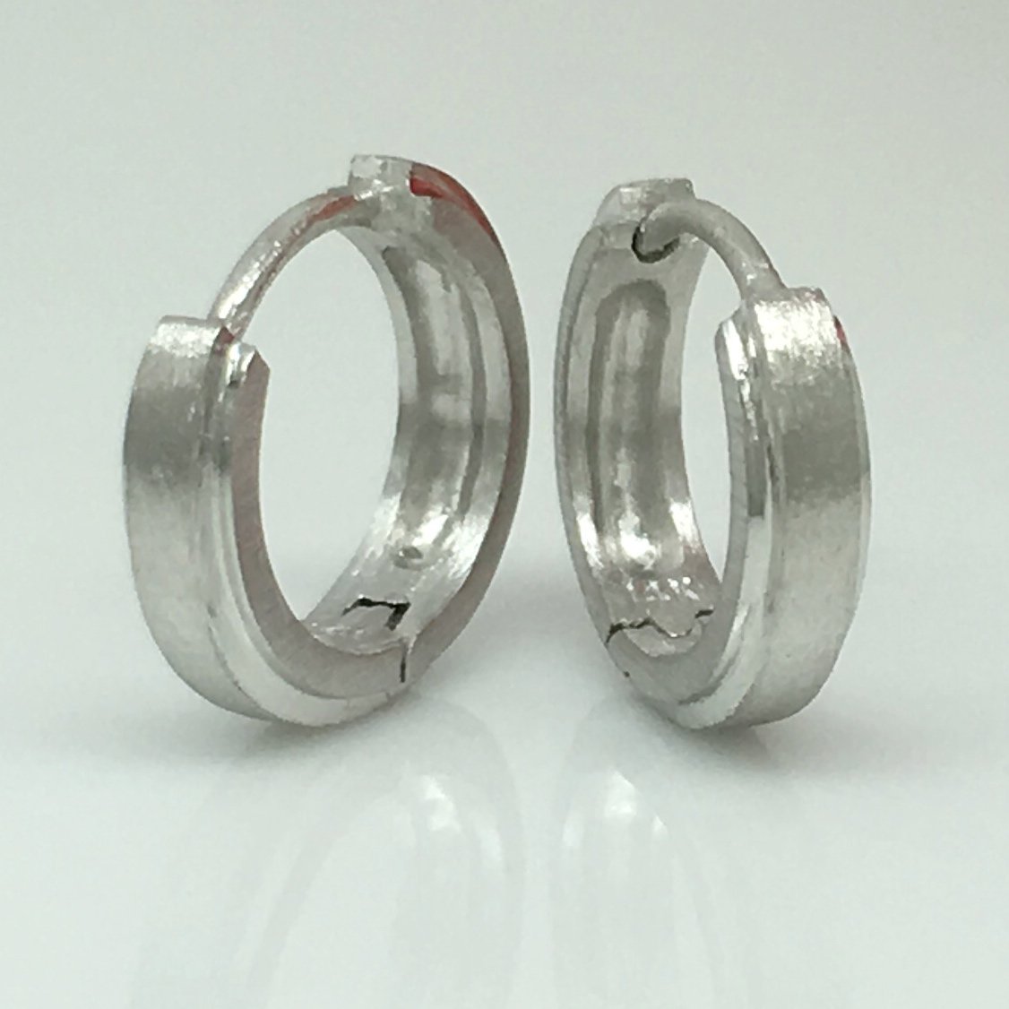 Mens white gold hoop earrings, small huggie hoop earrings, E002MW