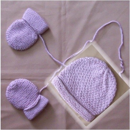 Lot of 10 sets hat + mittens for baby